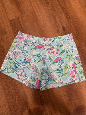 Lilly Pulitzer Mint Floral Athletic Shorts - Pink & Green Print